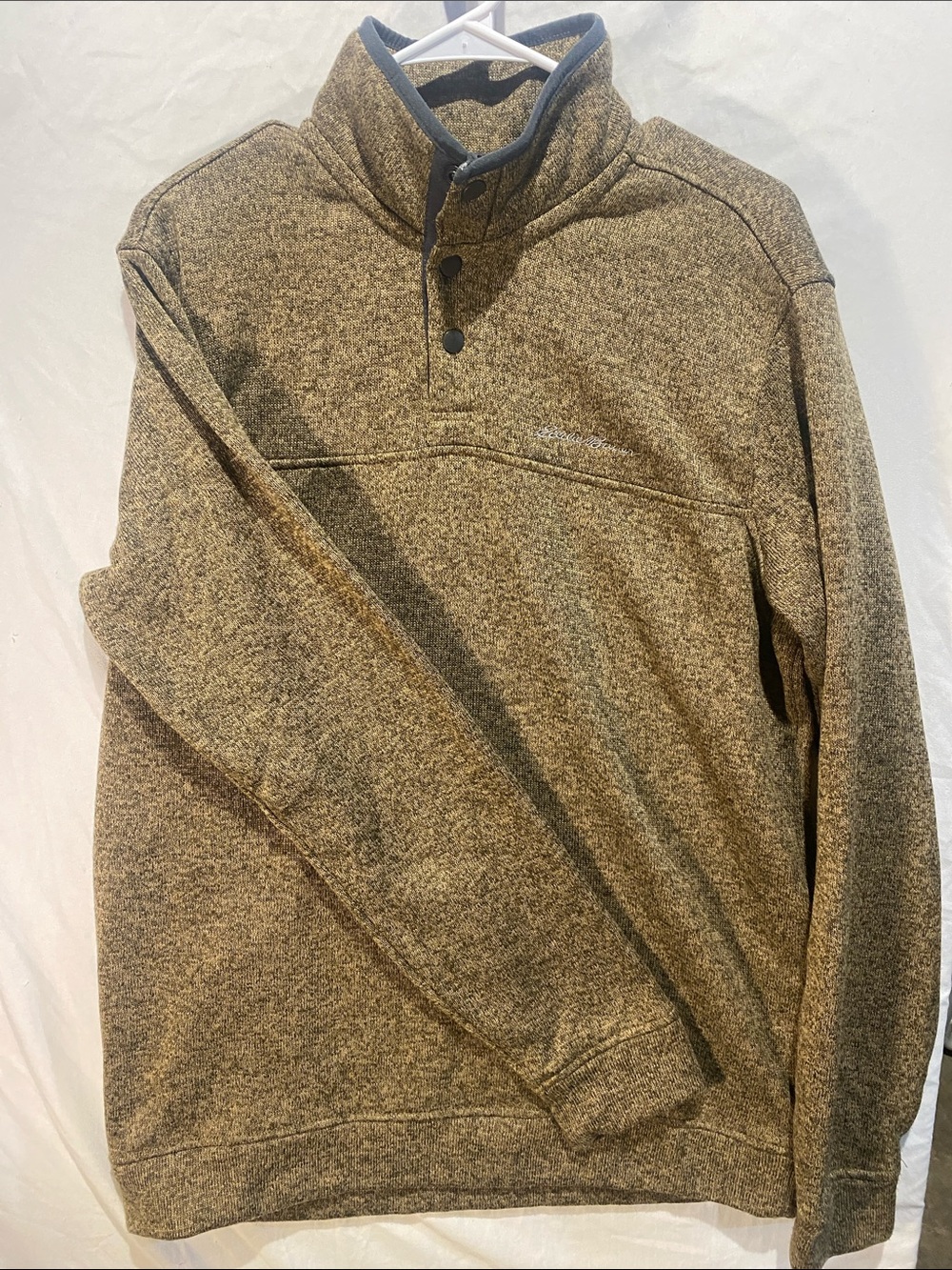 Eddie Bauer  Men’s Brown Heathered button-Up Fleece Pullover